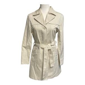 Old Navy Trench Coat Medium Women Khaki Vintage Y2K 2001 Belted Preppy Rain